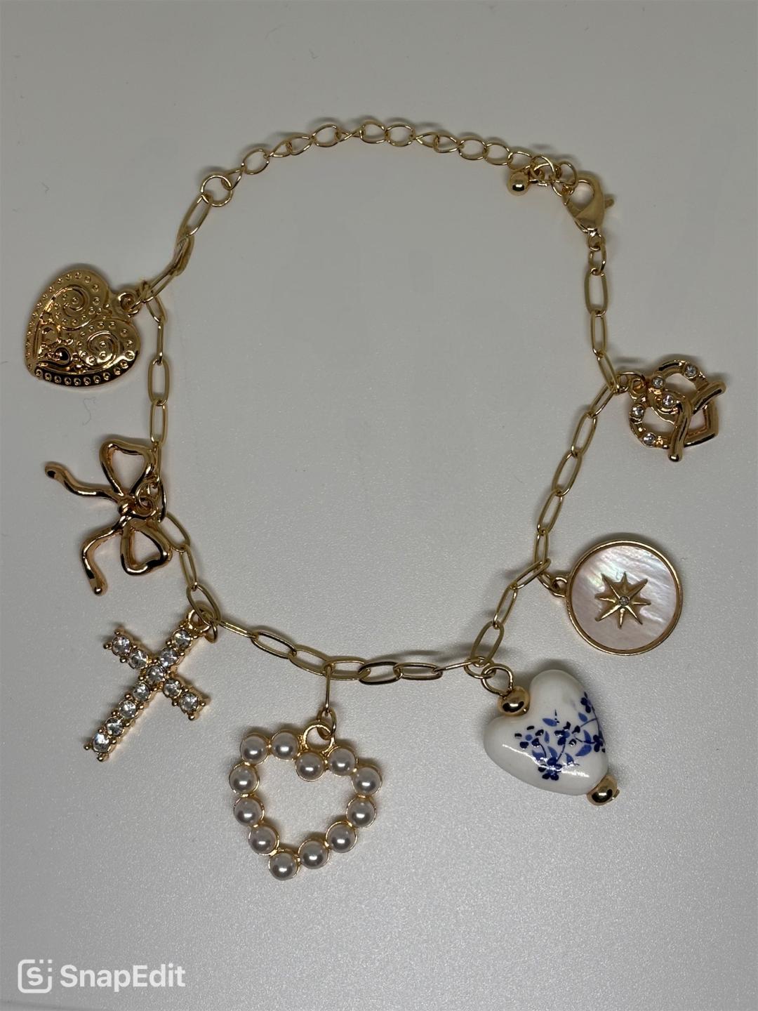 Gold Chinoiserie Charmed Bracelet