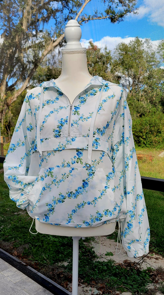 Blue Floral Windbreaker